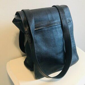 Classic Black Leather Tote Shoulder Bag Computer Bag
